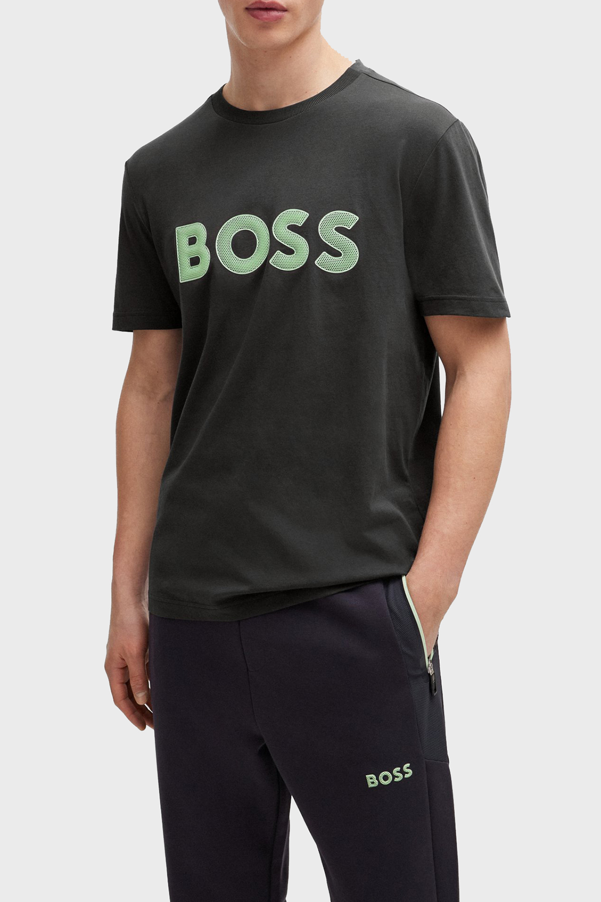 Boss Logolu % 100 Pamuk Regular Fit Bisiklet Yaka Erkek T Shirt 50512866 016 ANTRASİT