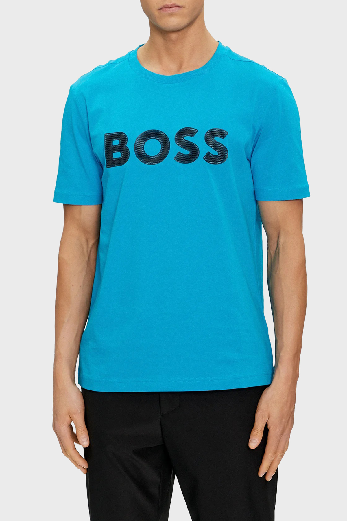 Boss Logolu % 100 Pamuk Regular Fit Bisiklet Yaka Erkek T Shirt 50512866 442 TURKUAZ