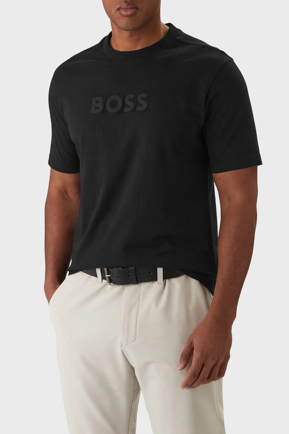 Boss Logolu % 100 Pamuk Regular Fit Bisiklet Yaka Erkek T Shirt 50553652 001 SİYAH
