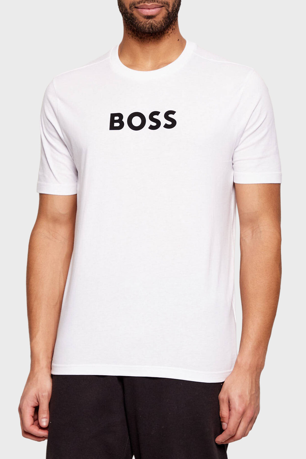 Boss Logolu % 100 Pamuk Regular Fit Bisiklet Yaka Erkek T Shirt 50553652 100 BEYAZ