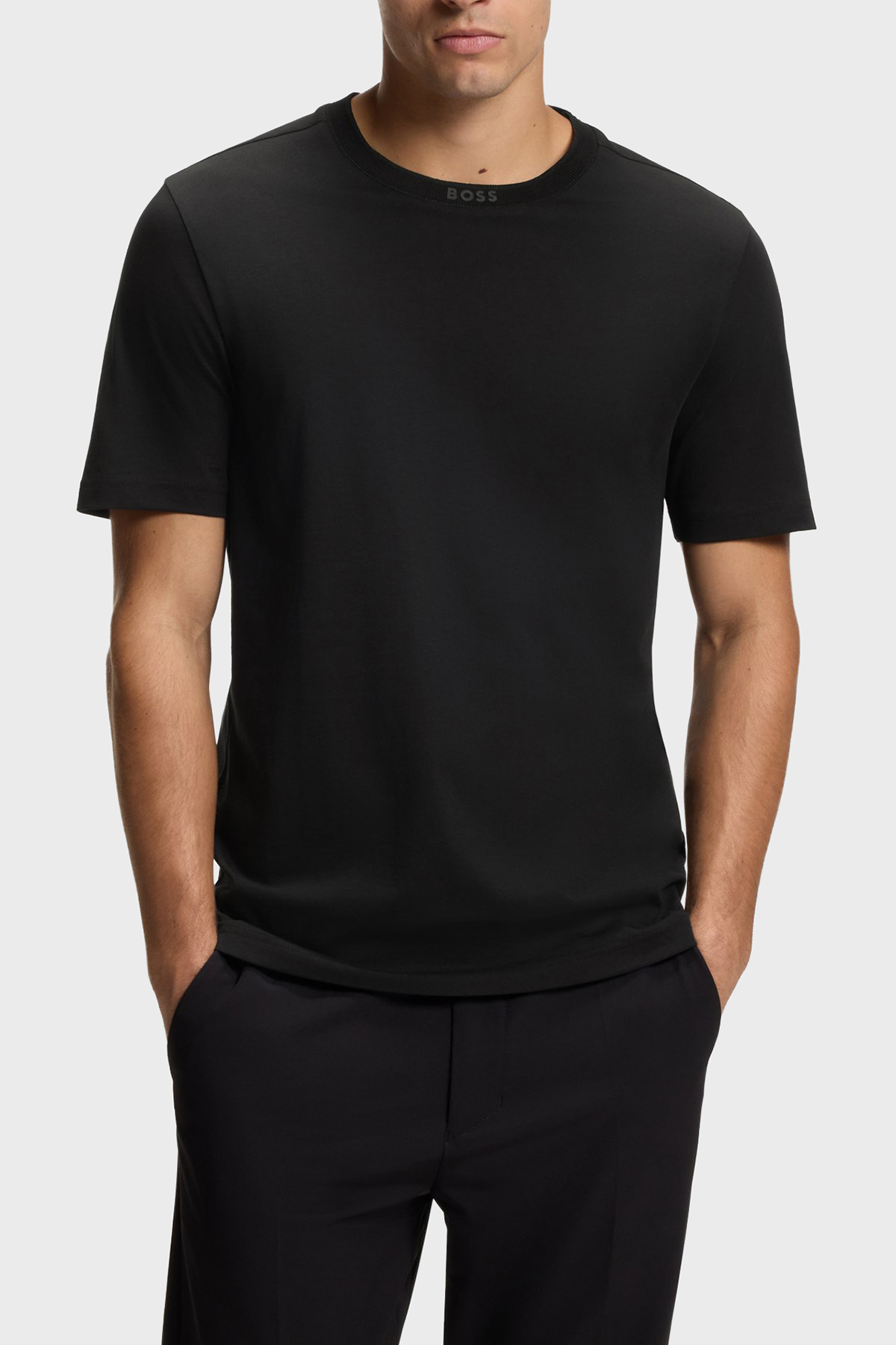 Boss Logolu % 100 Pamuk Regular Fit Bisiklet Yaka Erkek T Shirt 50554862 001 SİYAH