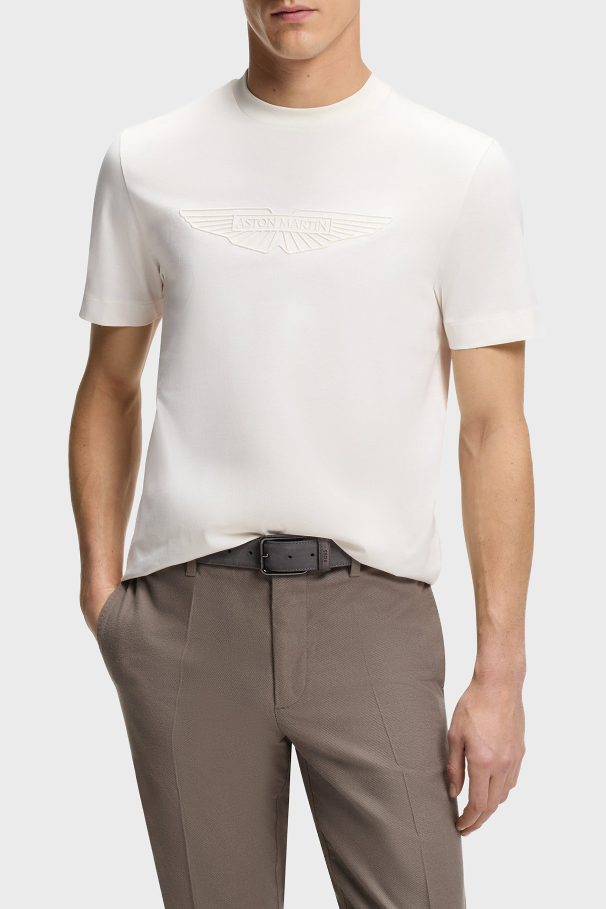 Boss Logolu % 100 Pamuk Regular Fit Bisiklet Yaka Erkek T Shirt 50555843 118 BEJ