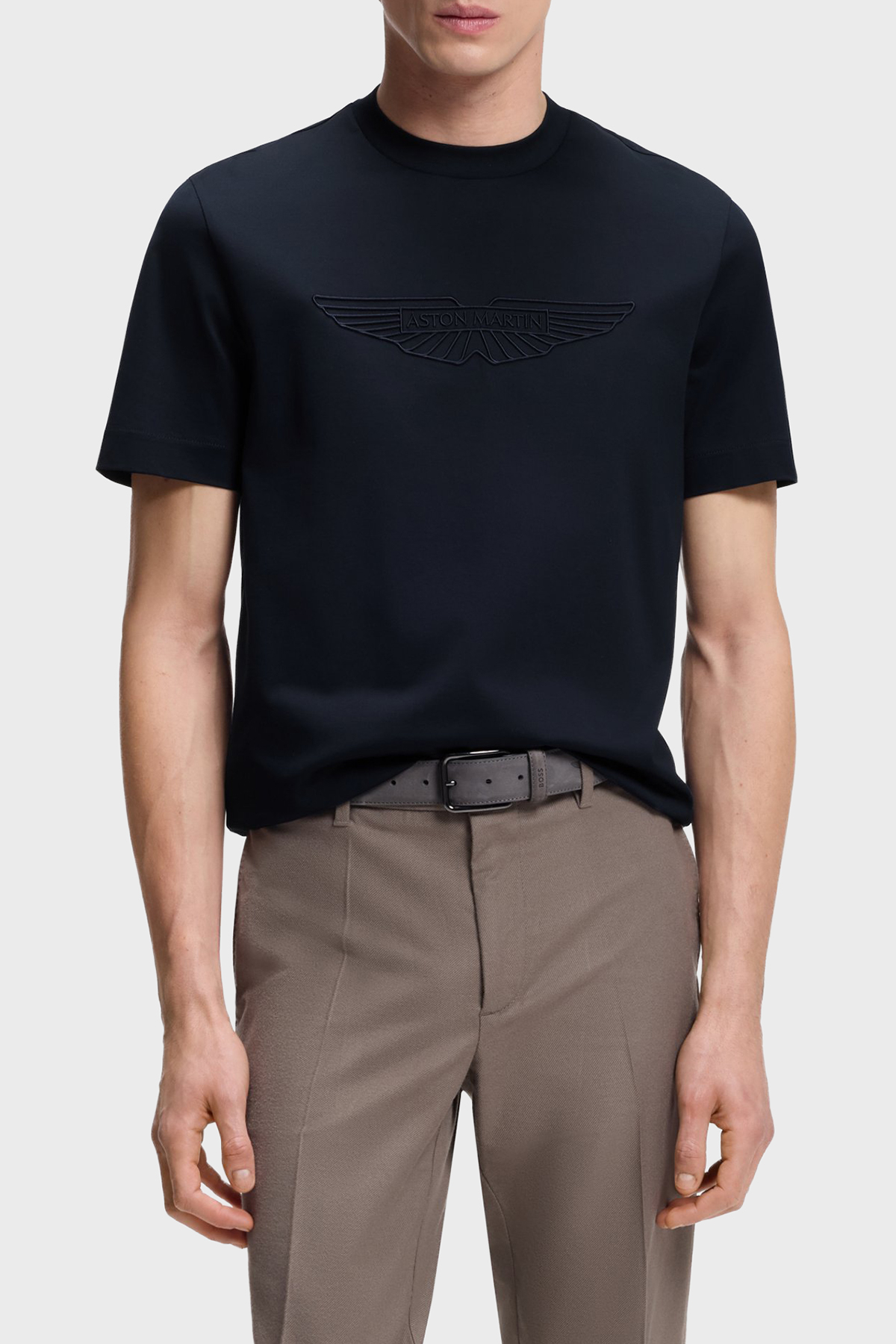 Boss Logolu % 100 Pamuk Regular Fit Bisiklet Yaka Erkek T Shirt 50555843 404 LACİVERT