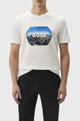 Boss Logolu Bisiklet Yaka Regular Fit Pamuklu Erkek T Shirt 50512110 101 BEYAZ - Boss