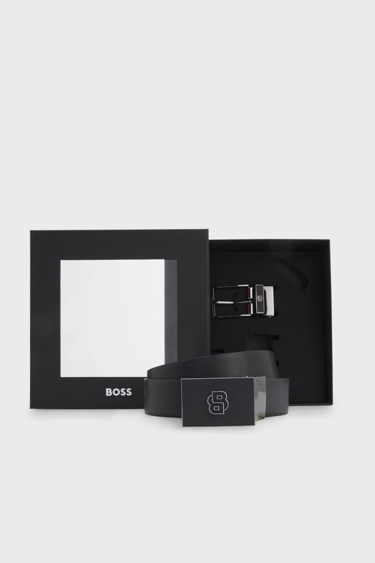 Boss Logolu Deri Çift Tokalı Erkek Kemer 50558761 001 SİYAH