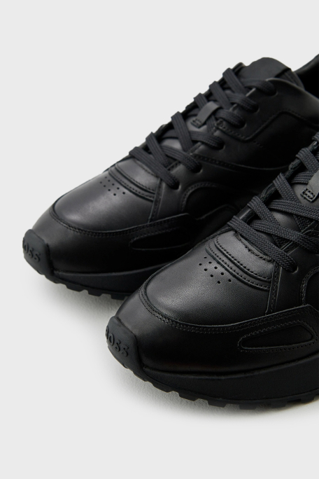 Boss Logolu Deri Sneaker Erkek Ayakkabı 50522818 005 SİYAH