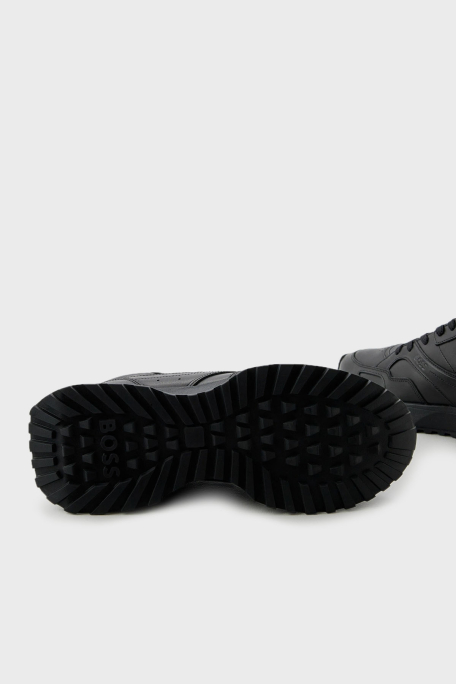 Boss Logolu Deri Sneaker Erkek Ayakkabı 50522818 005 SİYAH