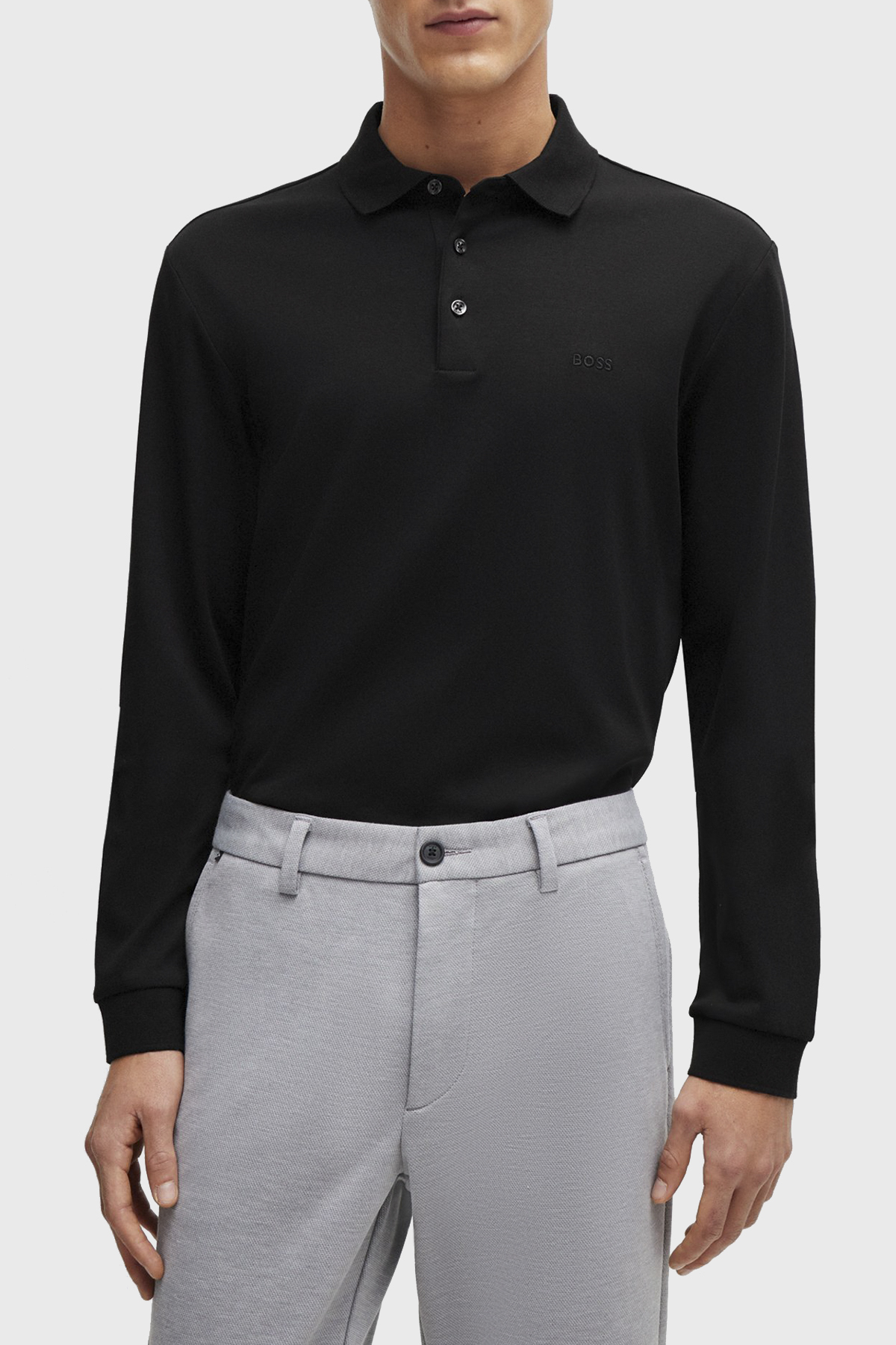 Boss Logolu İnterlok Pamuklu Erkek Polo Yaka Sweat 50468392 001 SİYAH