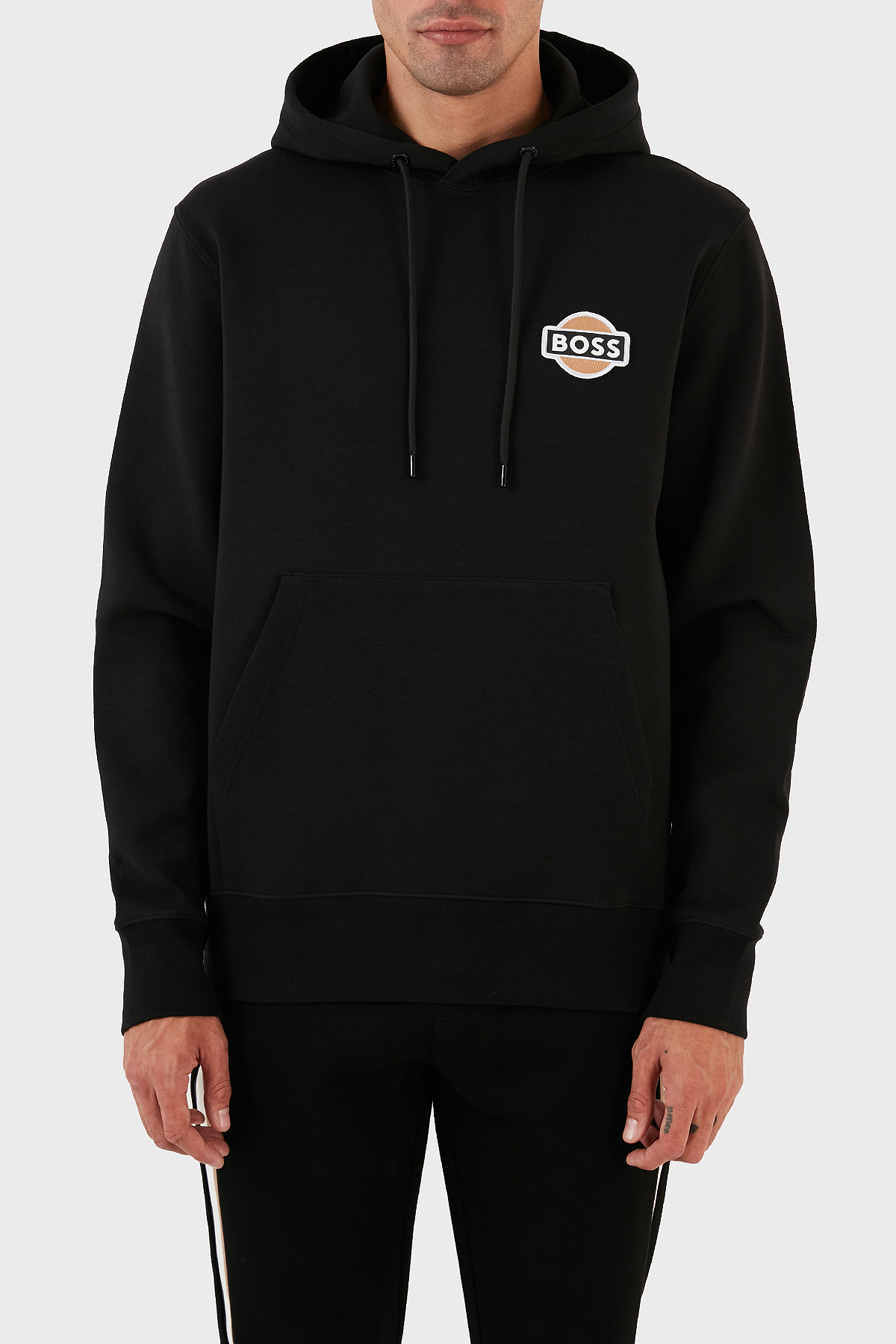 Boss Logolu Kapüşonlu Kanguru Cepli Pamuklu Regular Fit Erkek Sweat 50494962 001 SİYAH