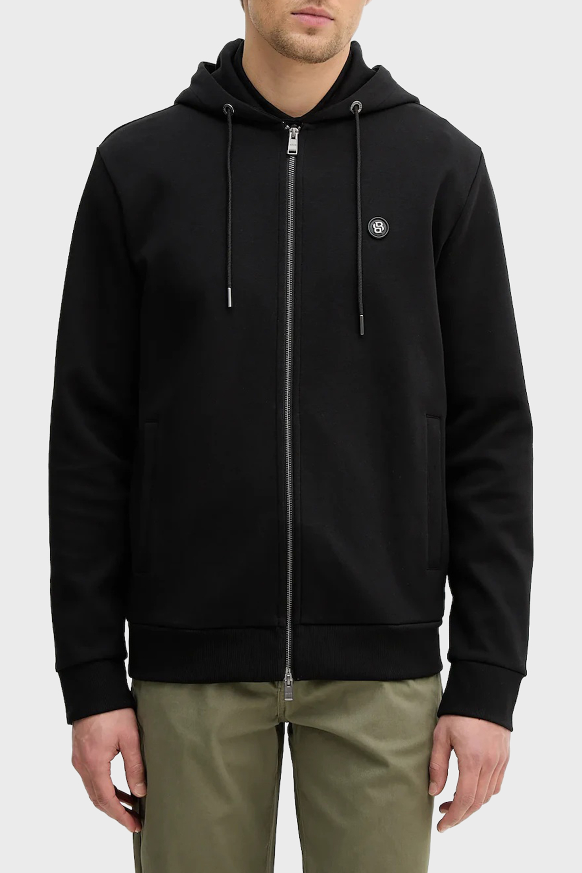 Boss Logolu Pamuk Karışımlı Regular Fit Kapüşonlu Fermuarlı Erkek Sweat 50555851 001 SİYAH