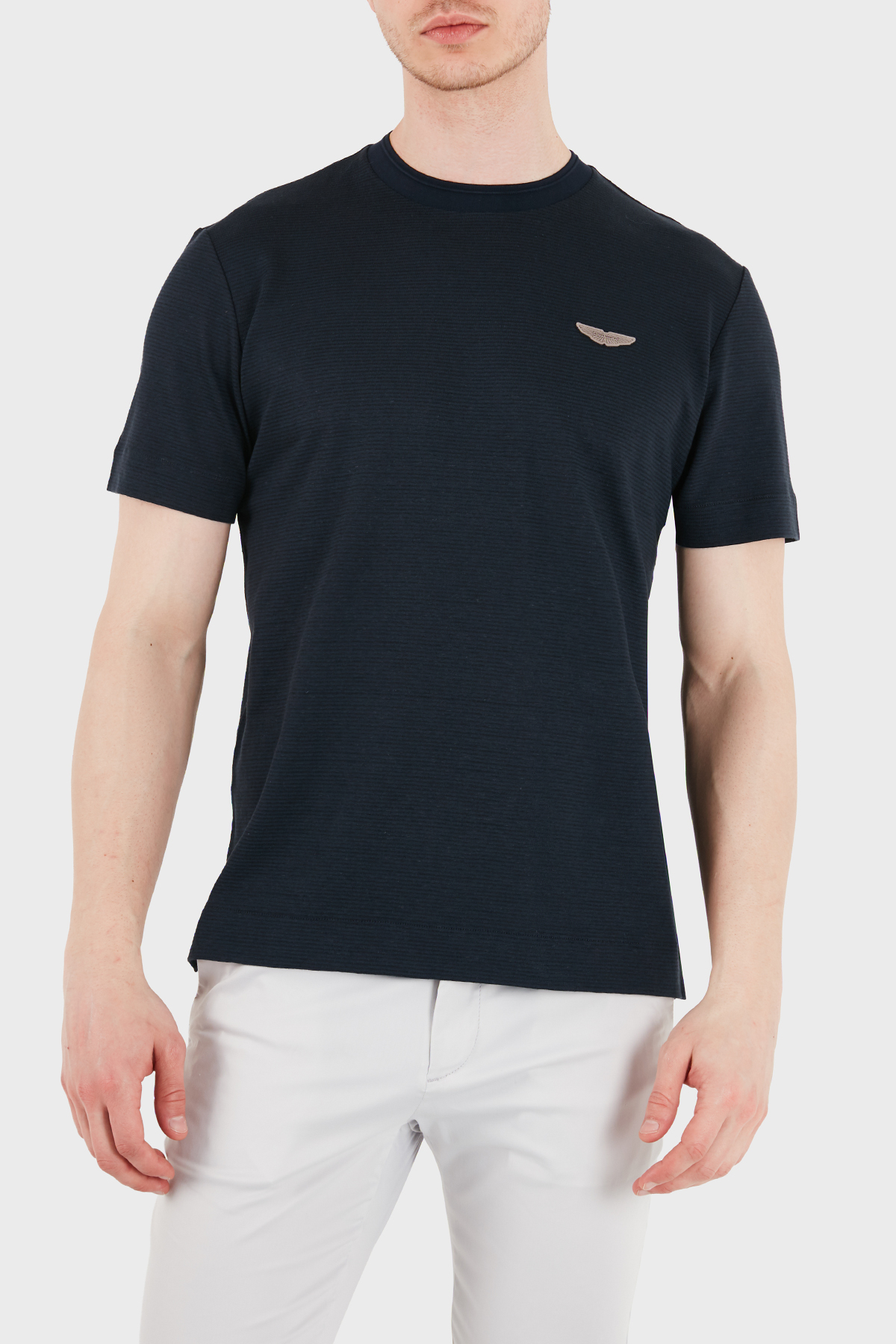 Boss Logolu Pamuk ve Keten Karışımlı Erkek T Shirt 50558830 404 LACİVERT