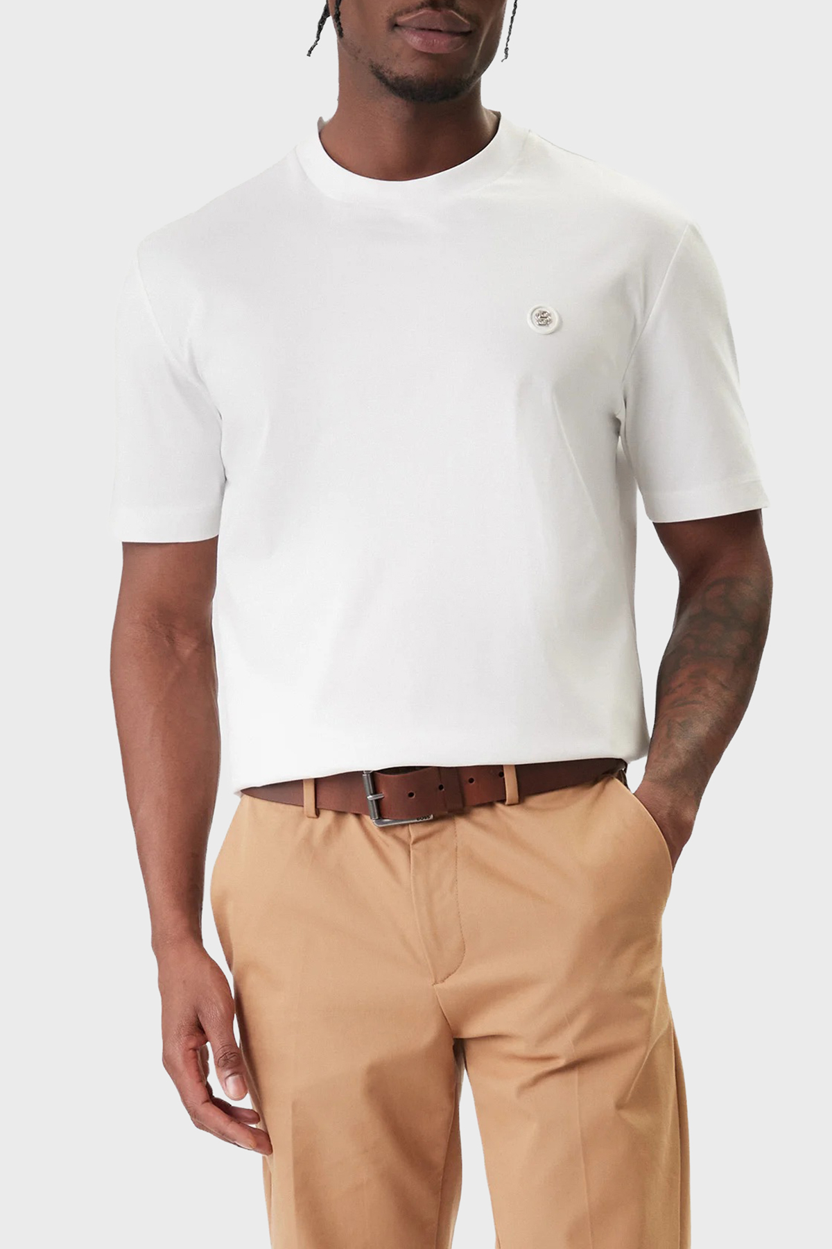 Boss Logolu Pamuklu Regular Fit Bisiklet Yaka Erkek T Shirt 50555844 100 BEYAZ