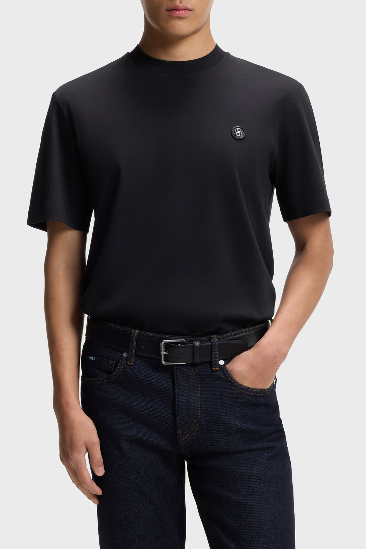 Boss Logolu Pamuklu Regular Fit Bisiklet Yaka Erkek T Shirt 50555844 404 LACİVERT