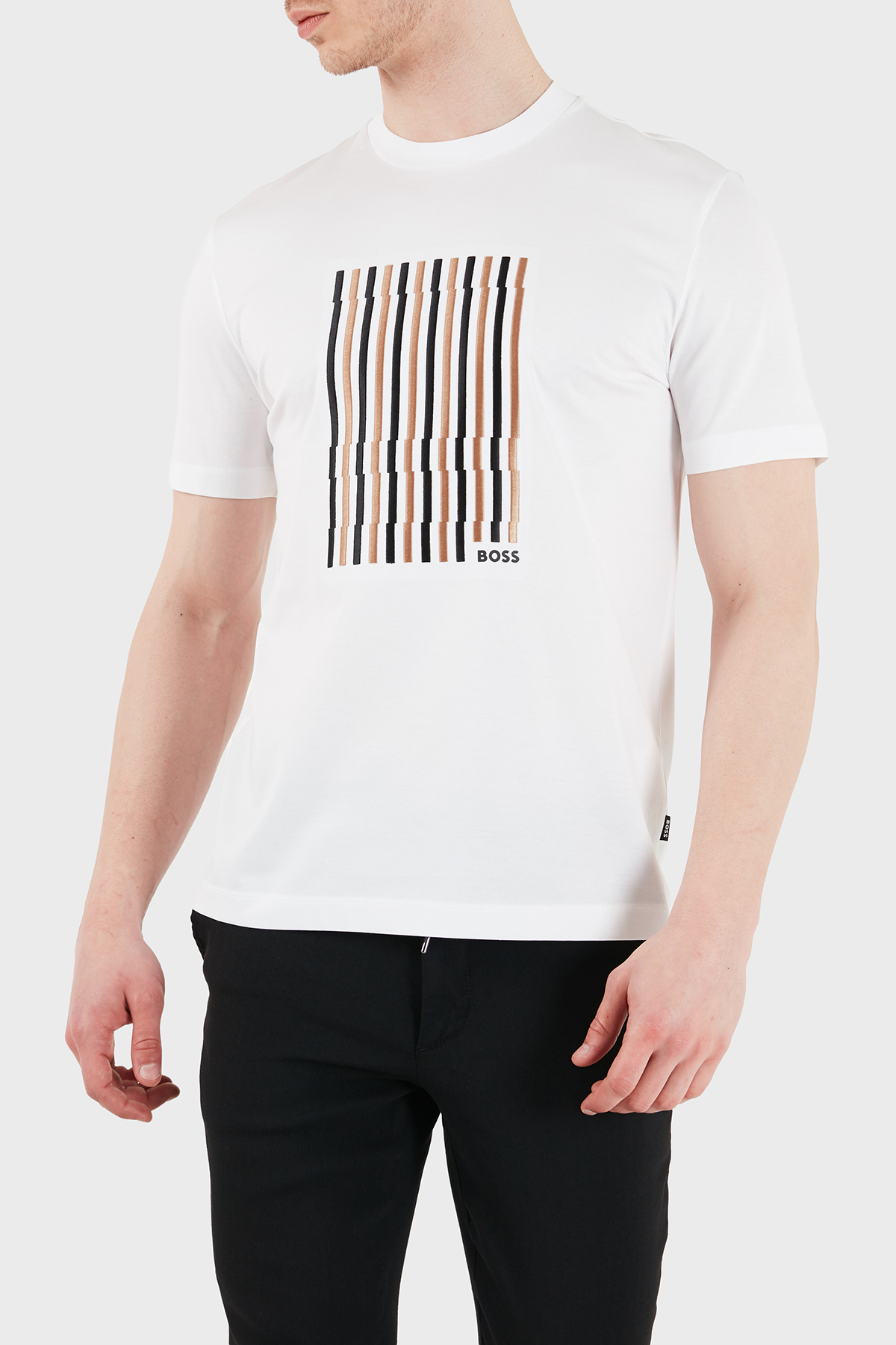 Boss Logolu Pamuklu Regular Fit Bisiklet Yaka Erkek T Shirt 50560466 100 BEYAZ