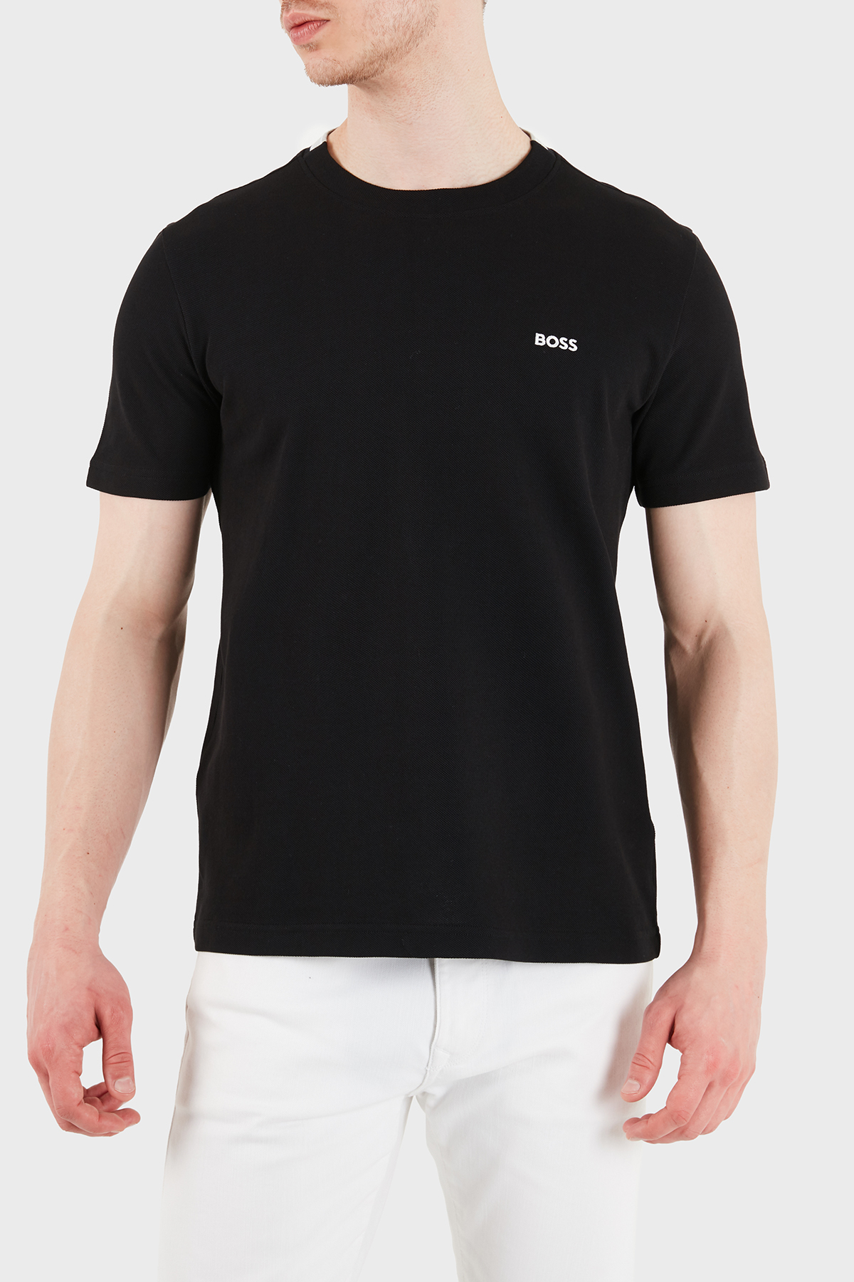 Boss Logolu Pamuklu Slim Fit Bisiklet Yaka Erkek T Shirt 50575207 001 SİYAH