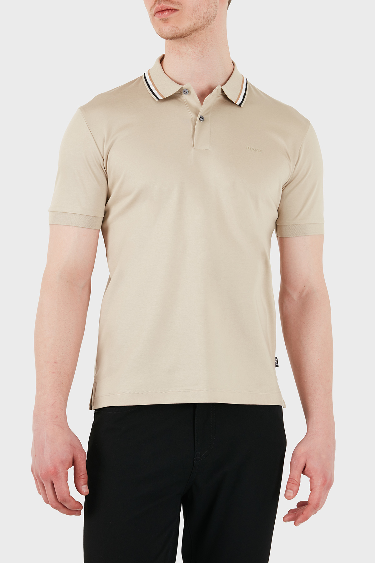 Boss Logolu Pamuklu Slim Fit Düğmeli Erkek Polo 50469360 286 BEJ