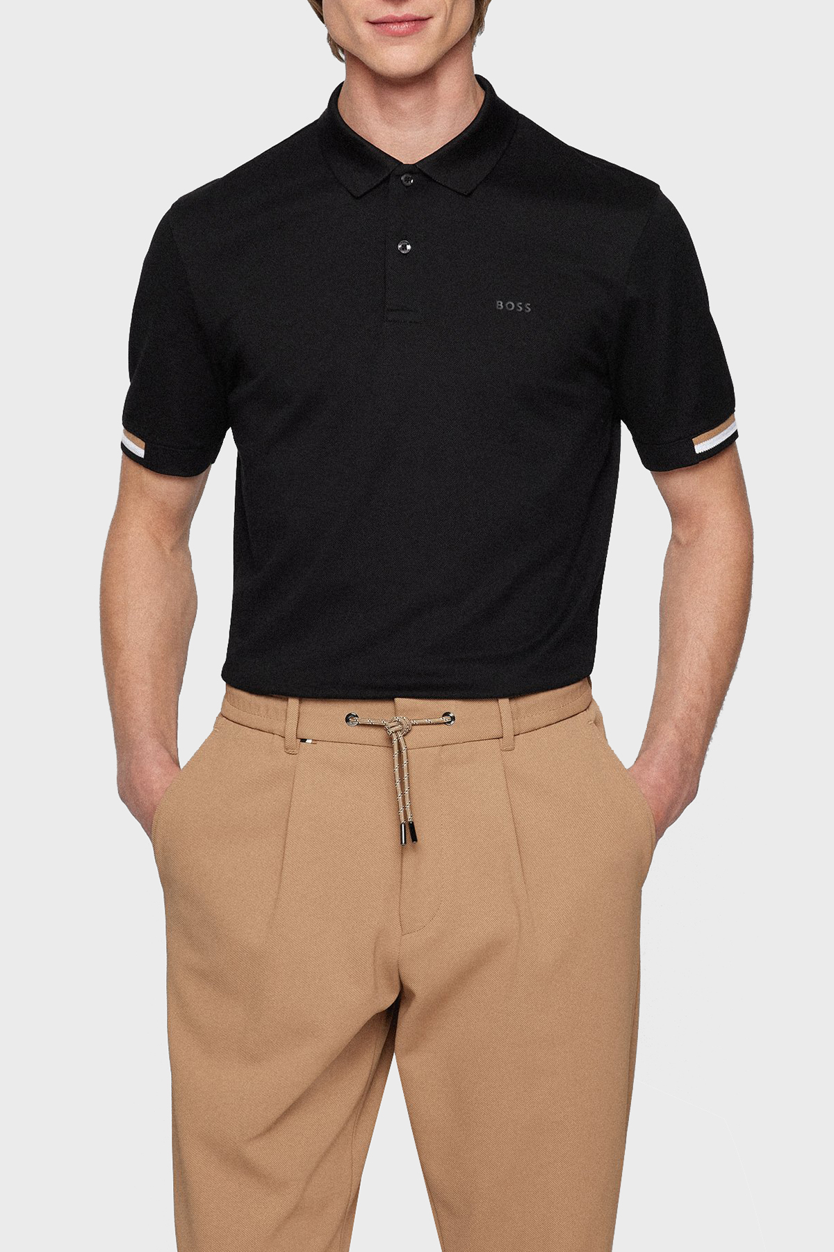 Boss Logolu Regular Fit Düğmeli % 100 Pamuk  T Shirt Erkek Polo 50467113 001 SİYAH