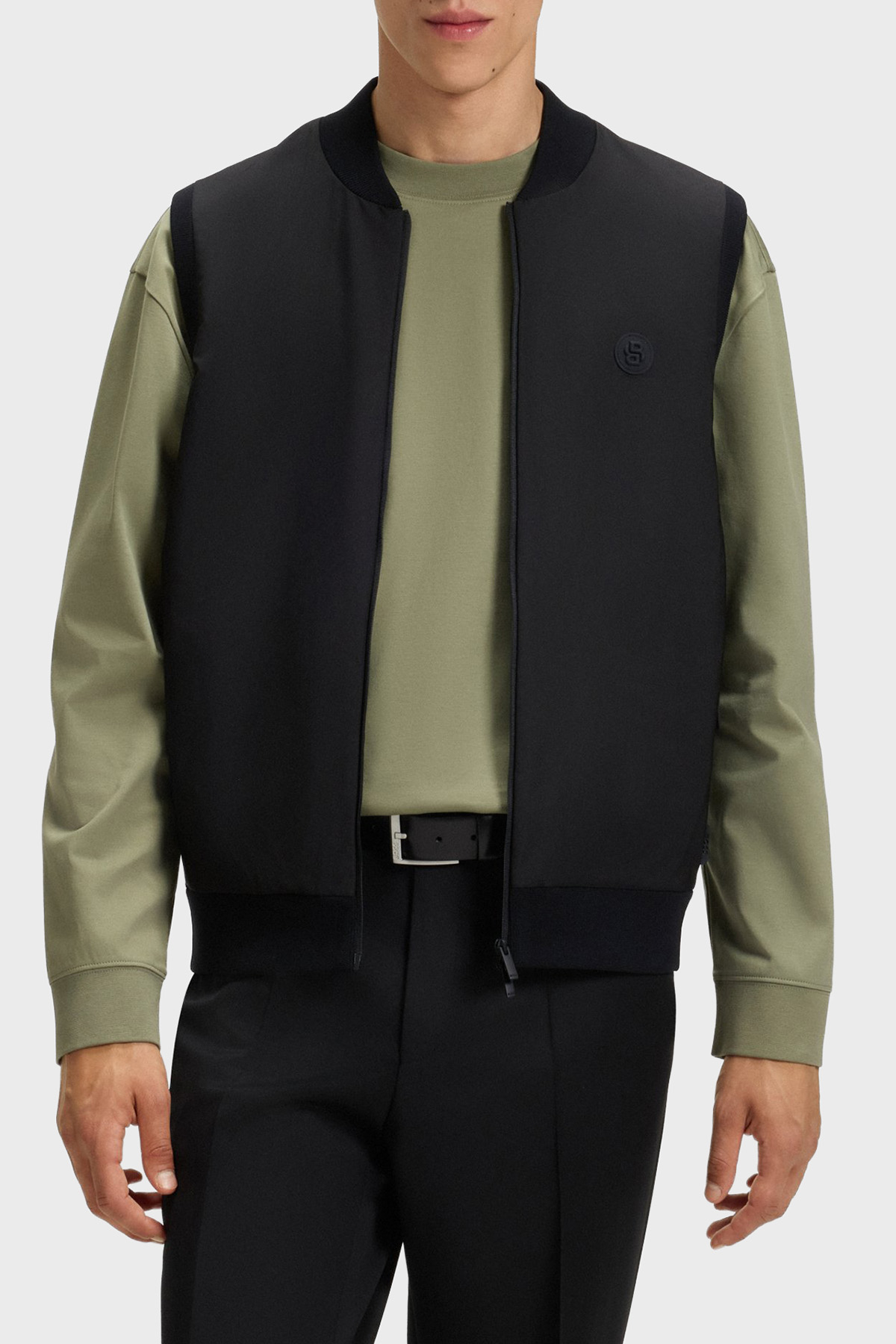 Boss Logolu Regular Fit Kolej Yaka Fermuarlı Erkek Yelek 50543164 001 SİYAH
