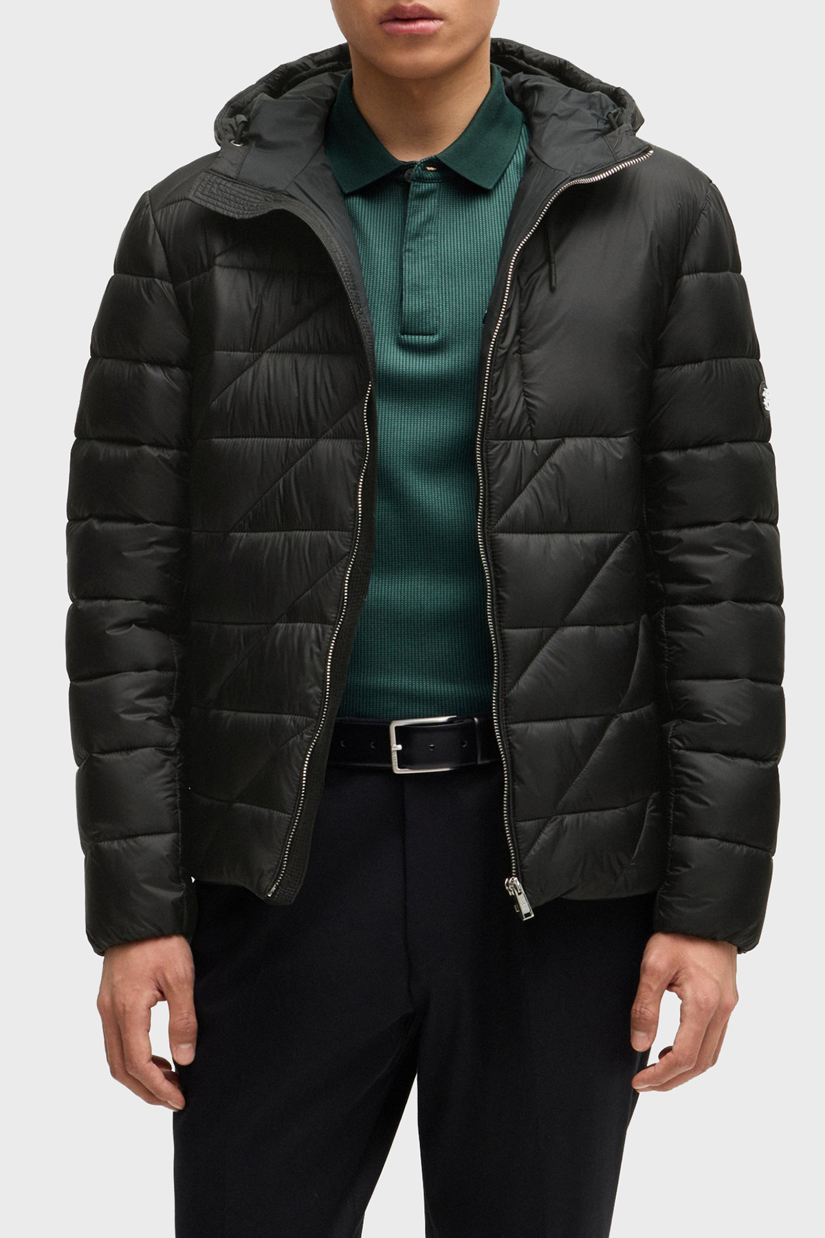 Boss Logolu Regular Fit Su İtici Kapüşonlu Şişme Erkek Mont 50524648 001 SİYAH