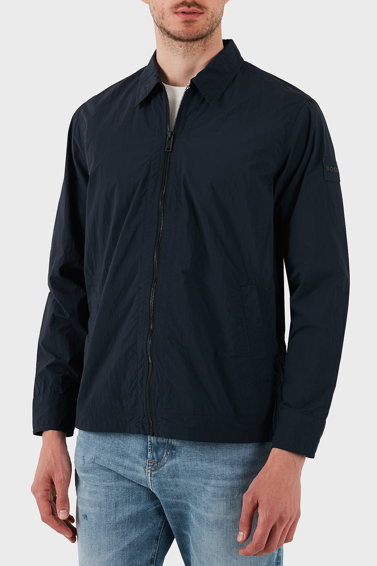 Boss Logolu Relaxed Fit Fermuarlı Erkek Gömlek 50538256 404 LACİVERT