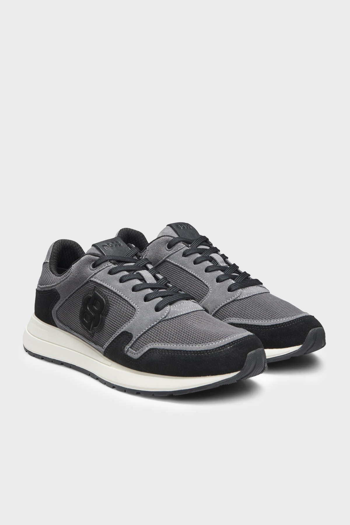 Boss Logolu Süet Detaylı Sneaker Erkek Ayakkabı 50554612 022 SİYAH-GRİ