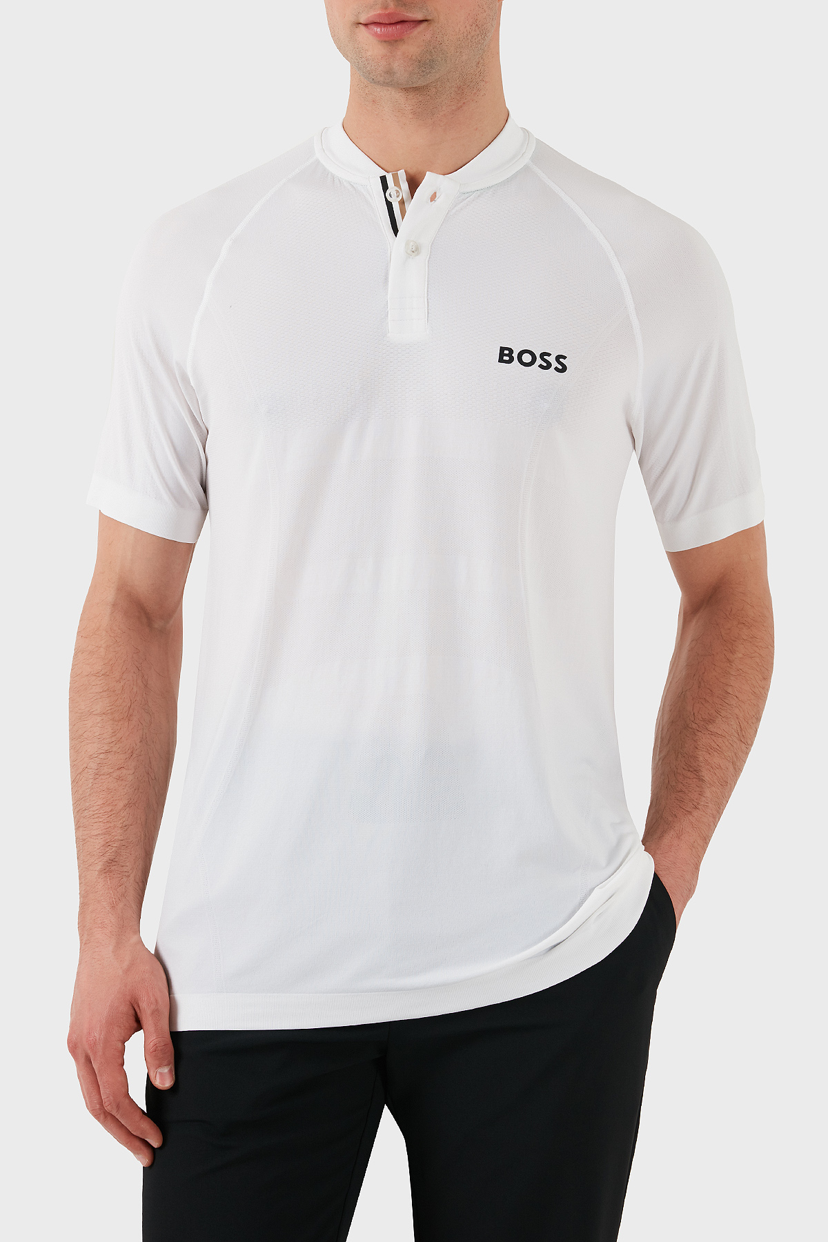 Boss Minimal Logo Baskılı Regular Fit Düğmeli Kolej Yaka Erkek T Shirt 50506189 100 BEYAZ