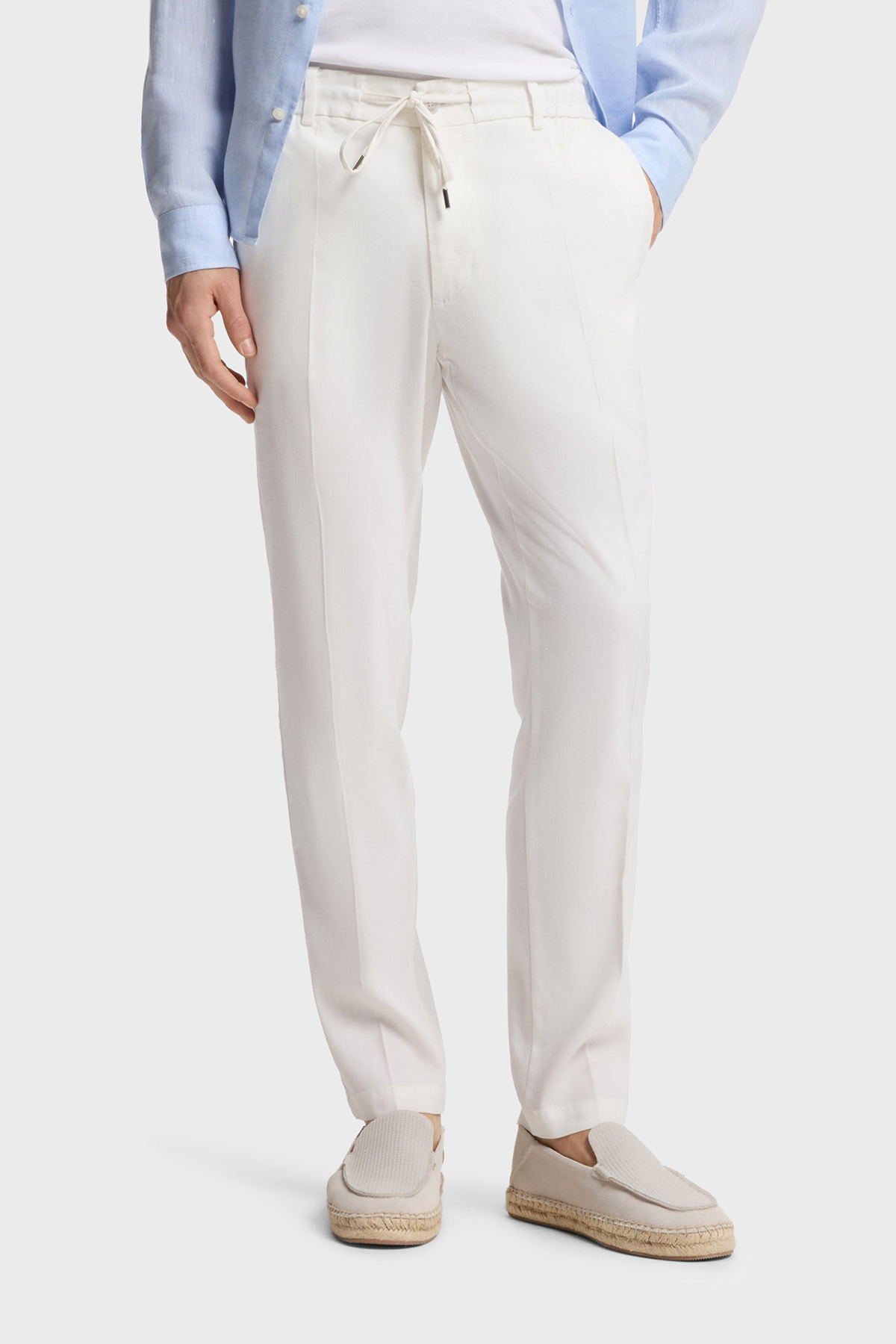 Boss Modern Kesimli Keten Karışımlı Erkek Pantolon 50557859 100 BEYAZ
