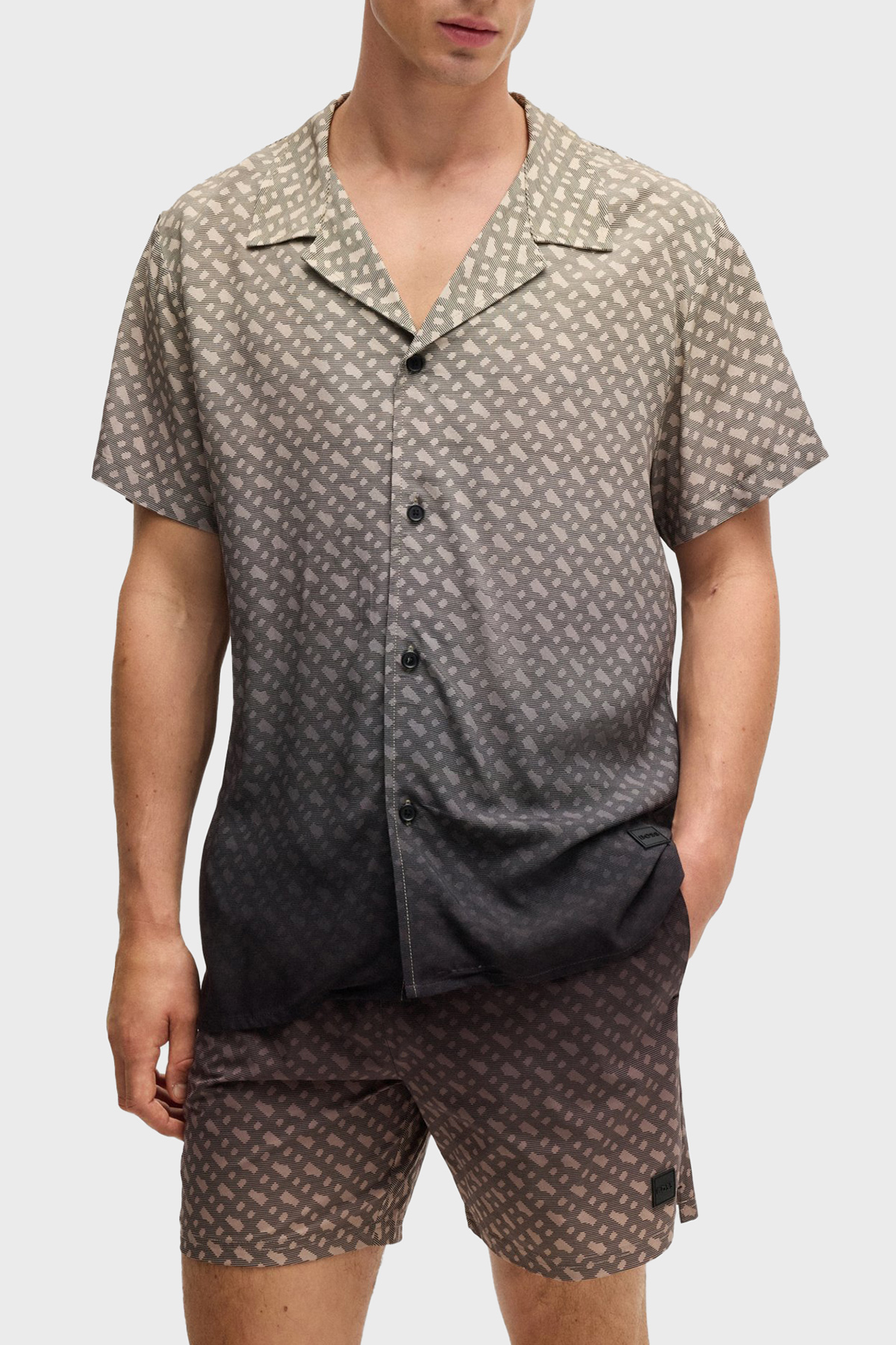 Boss Monogram Baskılı Regular Fit Erkek Gömlek 50534342 001 KAHVE