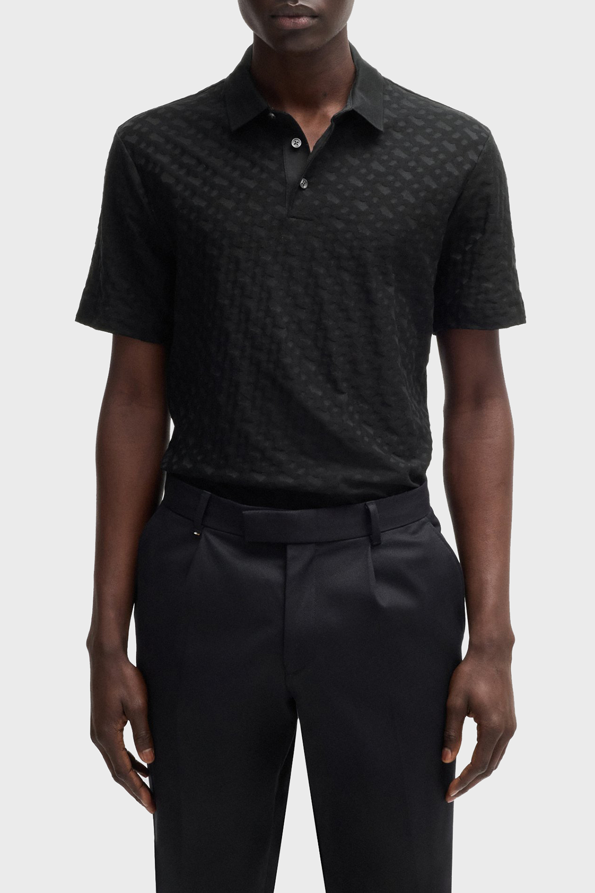 Boss Monogram Logo Baskılı Regular Fit Düğmeli Erkek Polo Yaka T Shirt 50537132 001 SİYAH