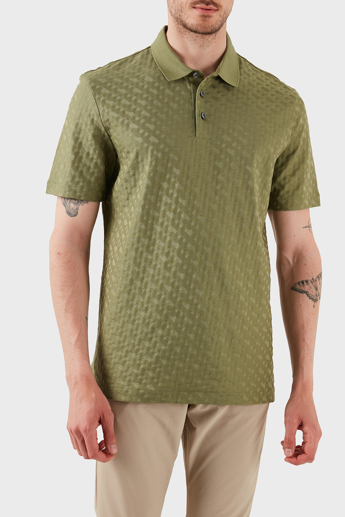 Boss Monogram Logo Baskılı Regular Fit Düğmeli Erkek Polo Yaka T Shirt 50537132 311 AÇIK YEŞİL