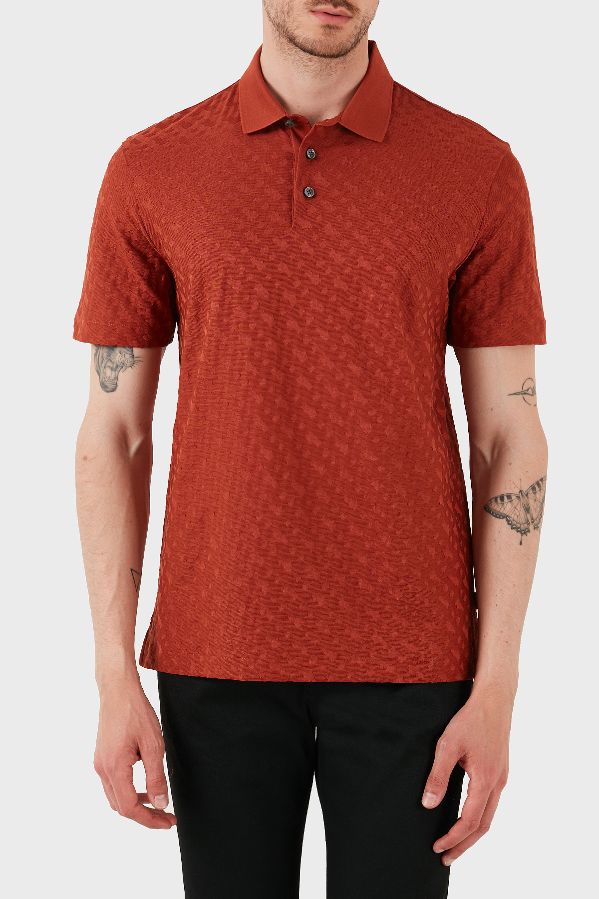 Boss Monogram Logo Baskılı Regular Fit Düğmeli Erkek Polo Yaka T Shirt 50537132 806 KİREMİT