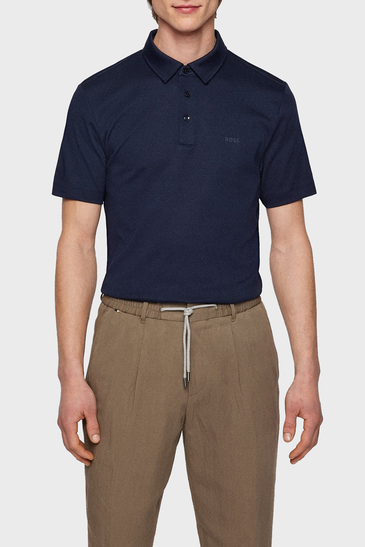Boss Organik Pamuklu Sliim Fit Düğmeli Erkek Polo Yaka T Shirt 50471335 404 LACİVERT