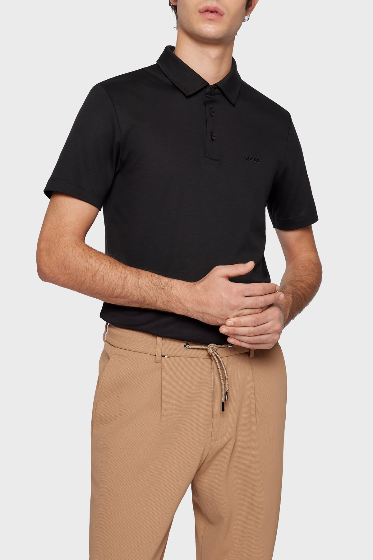 Boss Organik Pamuklu Slim Fit Düğmeli  Yaka T Shirt Erkek Polo 50471335 001 SİYAH
