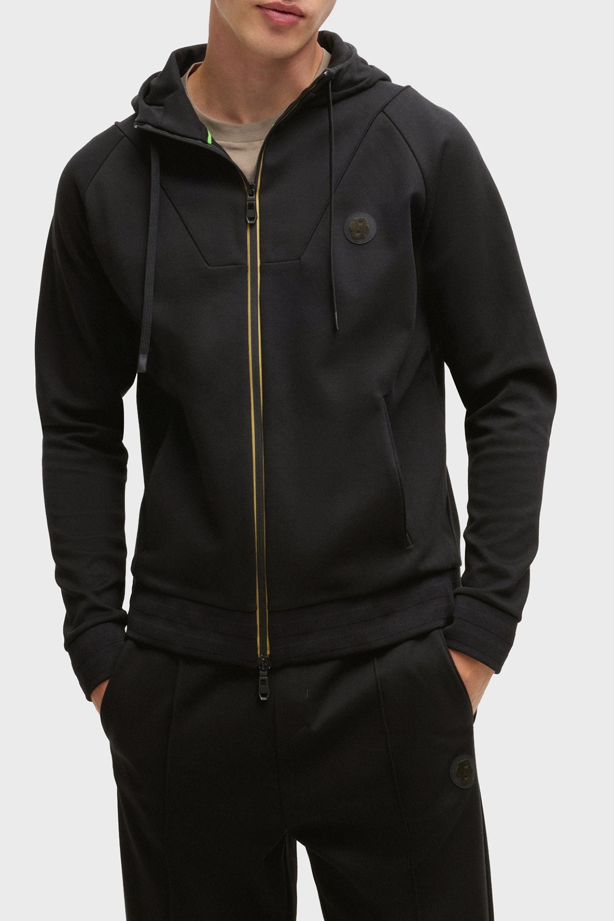 Boss Pamuk Karışımlı Regular Fit Kapüşonlu Fermuarlı Erkek Sweat 50530969 001 SİYAH