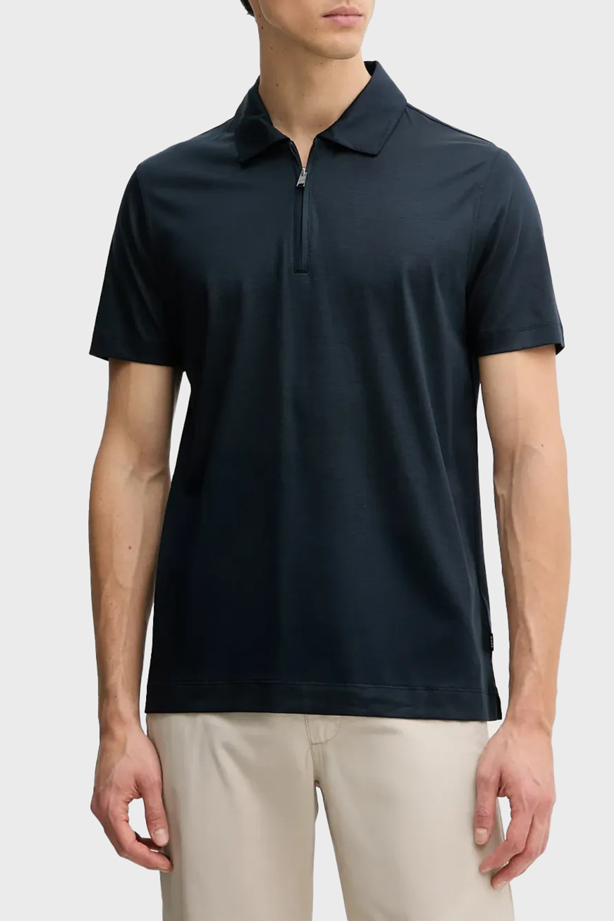 Boss Pamuk Karışımlı Regular Fit Yarım Fermuarlı Erkek Polo Yaka T Shirt 50537954 404 LACİVERT
