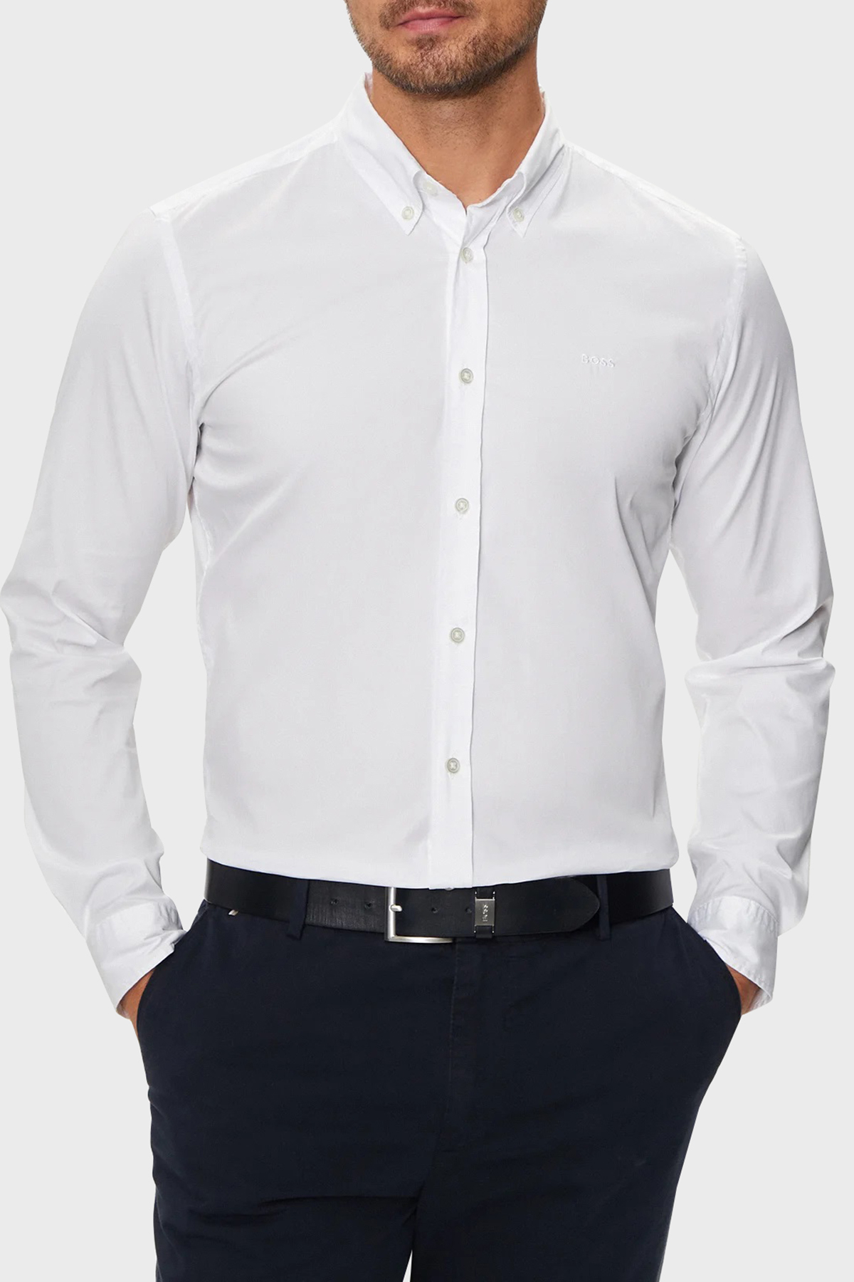 Boss Pamuk Karışımlı Slim Fit Logolu Erkek Gömlek 50520291 100 BEYAZ