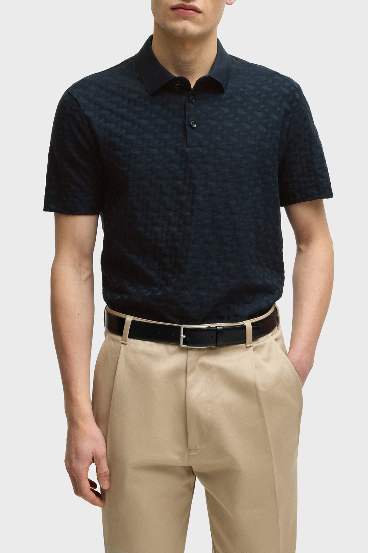 Boss Monogram Logo Baskılı Regular Fit Düğmeli Erkek Polo Yaka T Shirt 50537132 404 LACİVERT