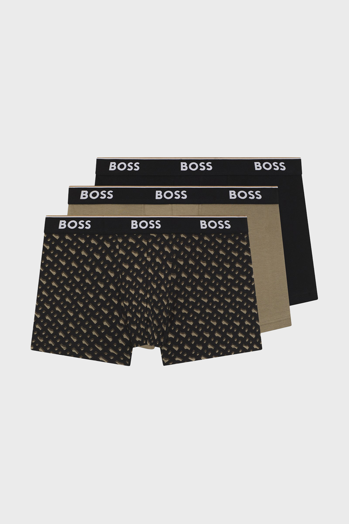 Boss Pamuklu Logolu 3 Pack Erkek Boxer 50554443 246 Siyah-Haki-Siyah
