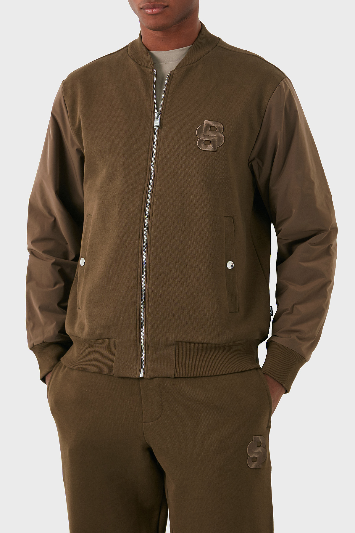 Boss Pamuklu Logolu Regular Fit Kolej Yaka Fermuarlı Erkek Sweat 50524338 361 KAHVE
