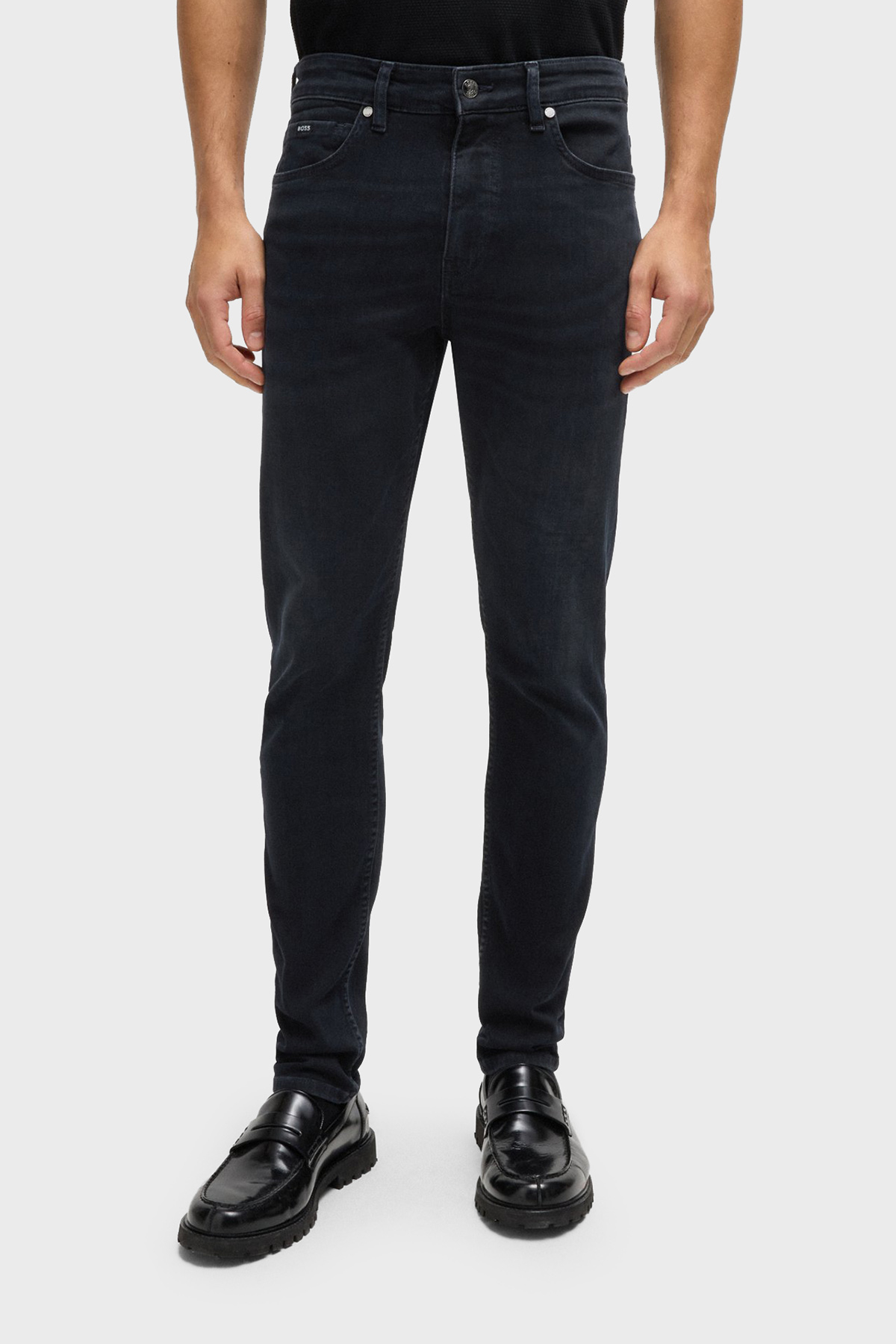 Boss Pamuklu Logolu Slim Fit Normal Bel Dar Paça Jeans Erkek Kot Pantolon 50536590 005 SİYAH