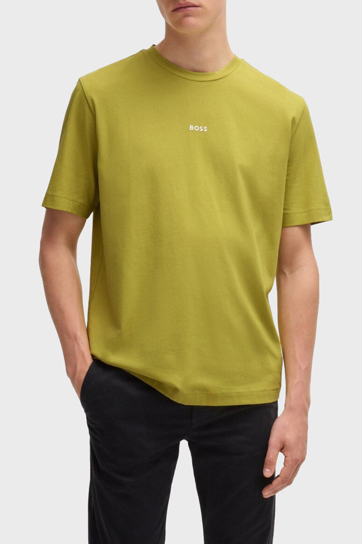 Boss Pamuklu Regular Fit Bisiklet Yaka Erkek T Shirt 50473278 398 FISTIK YEŞİL