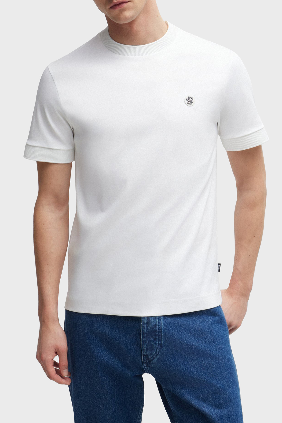 Boss Pamuklu Regular Fit Bisiklet Yaka Erkek T Shirt 50520298 100 BEYAZ