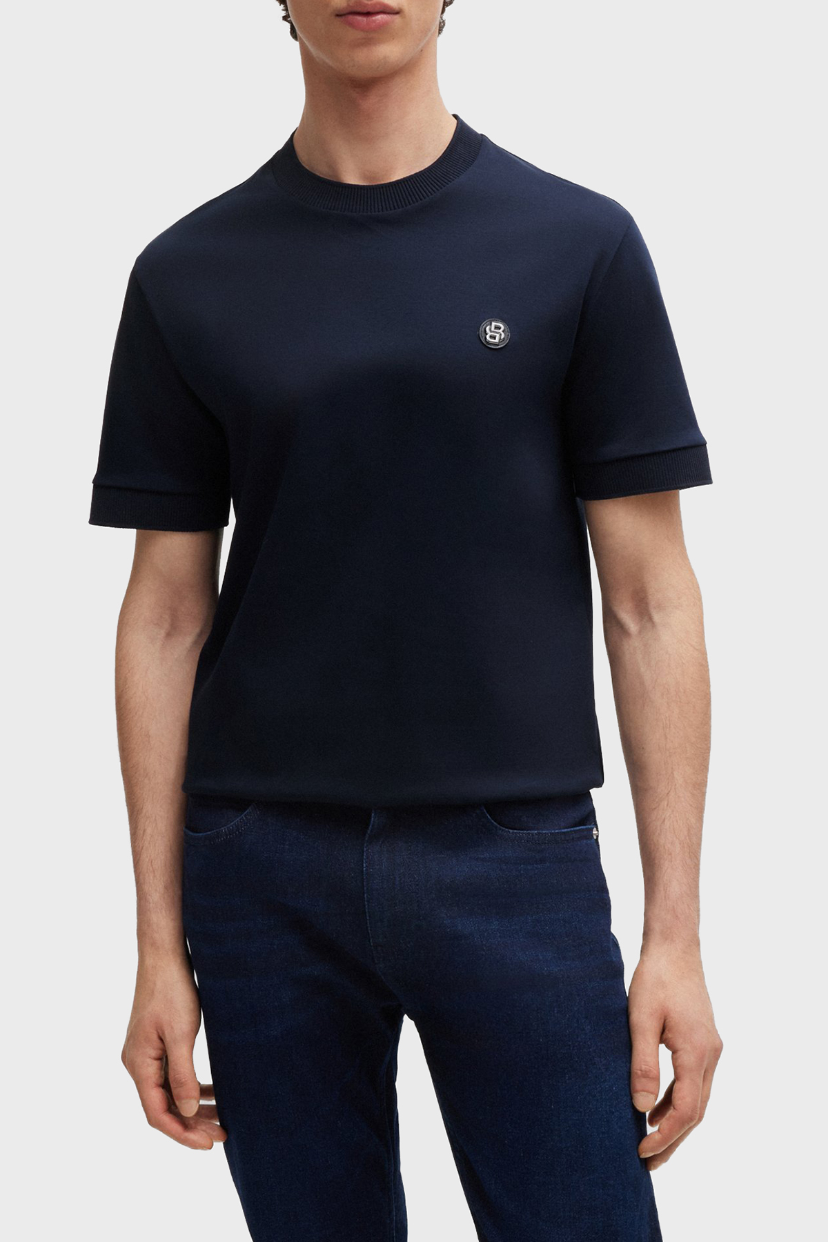 Boss Pamuklu Regular Fit Bisiklet Yaka Erkek T Shirt 50520298 404 LACİVERT