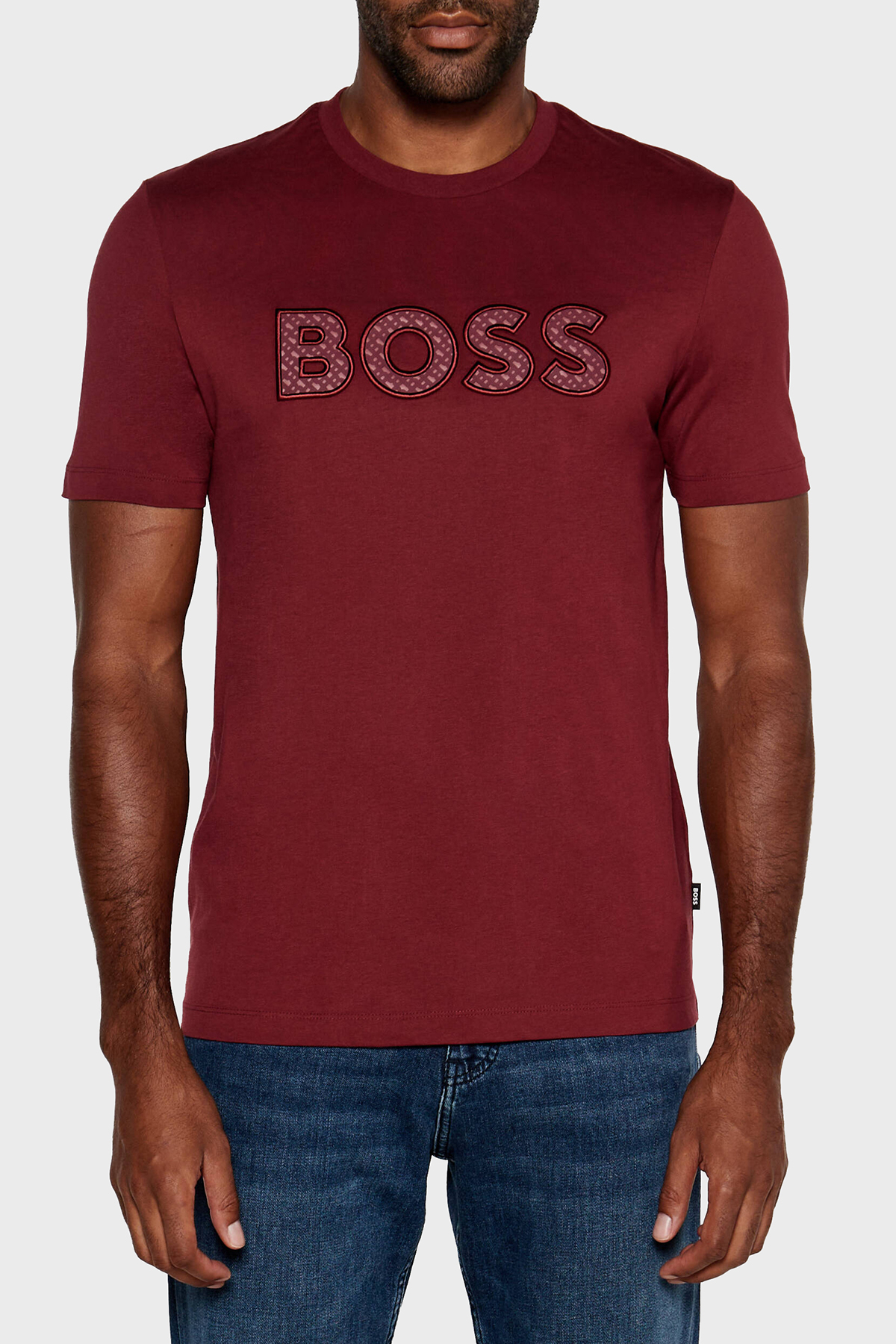 Boss Pamuklu Regular Fit Bisiklet Yaka Erkek T Shirt 50521520 605 BORDO