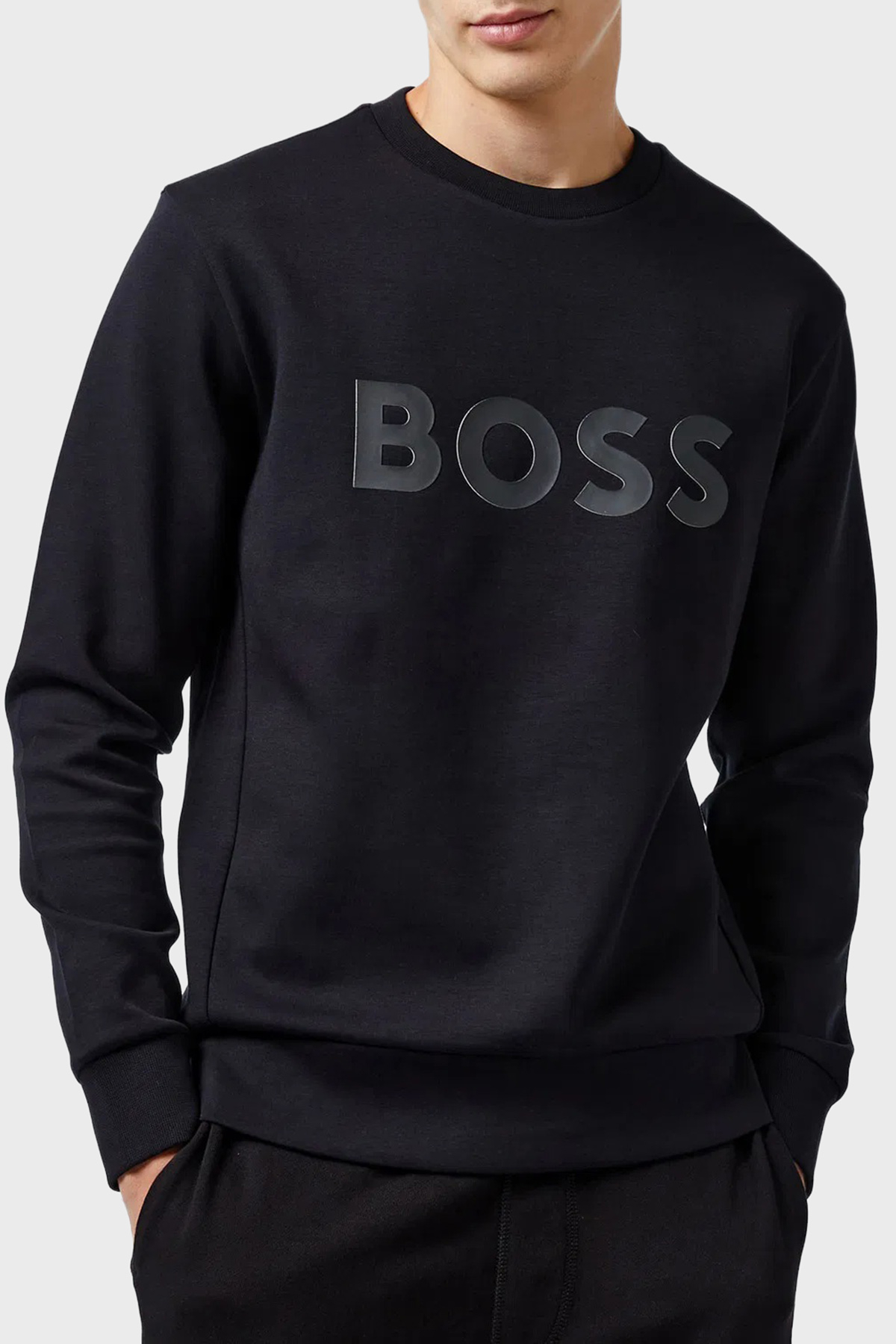 Boss Pamuklu Regular Fit Bisiklet Yaka Logolu Erkek Sweat 50506119 001 SİYAH