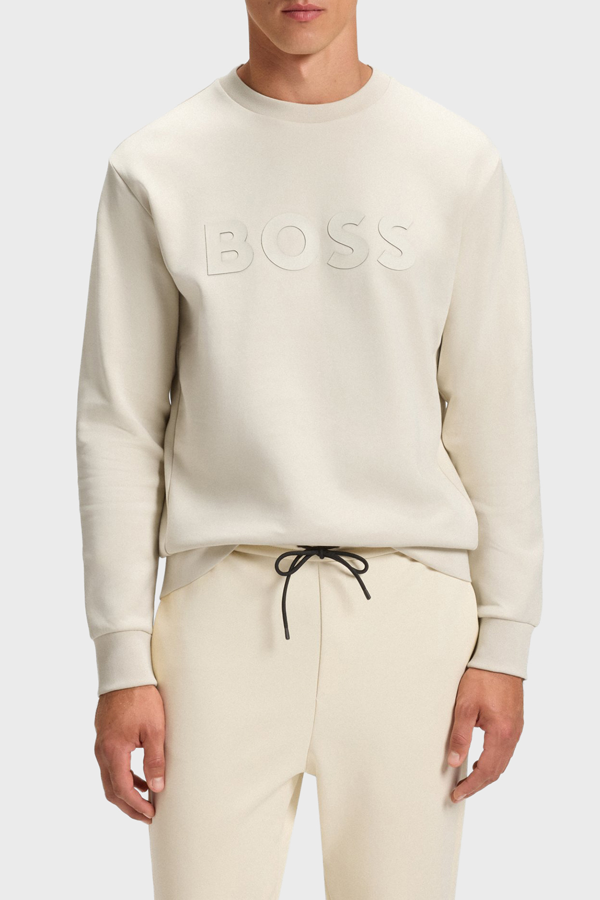 Boss Pamuklu Regular Fit Bisiklet Yaka Logolu Erkek Sweat 50506119 131 BEJ