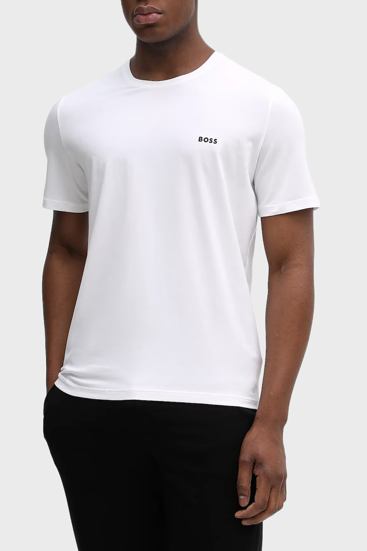 Boss Pamuklu Regular Fit Bisiklet Yaka Logolu Erkek T Shirt 50515312 100 BEYAZ
