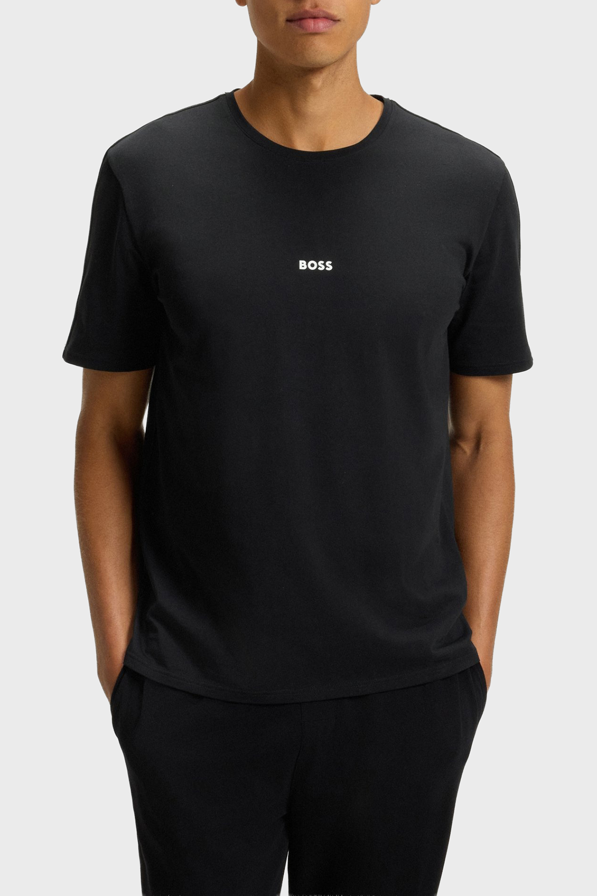 Boss Pamuklu Regular Fit Bisiklet Yaka Logolu Erkek T Shirt 50545930 001 SİYAH