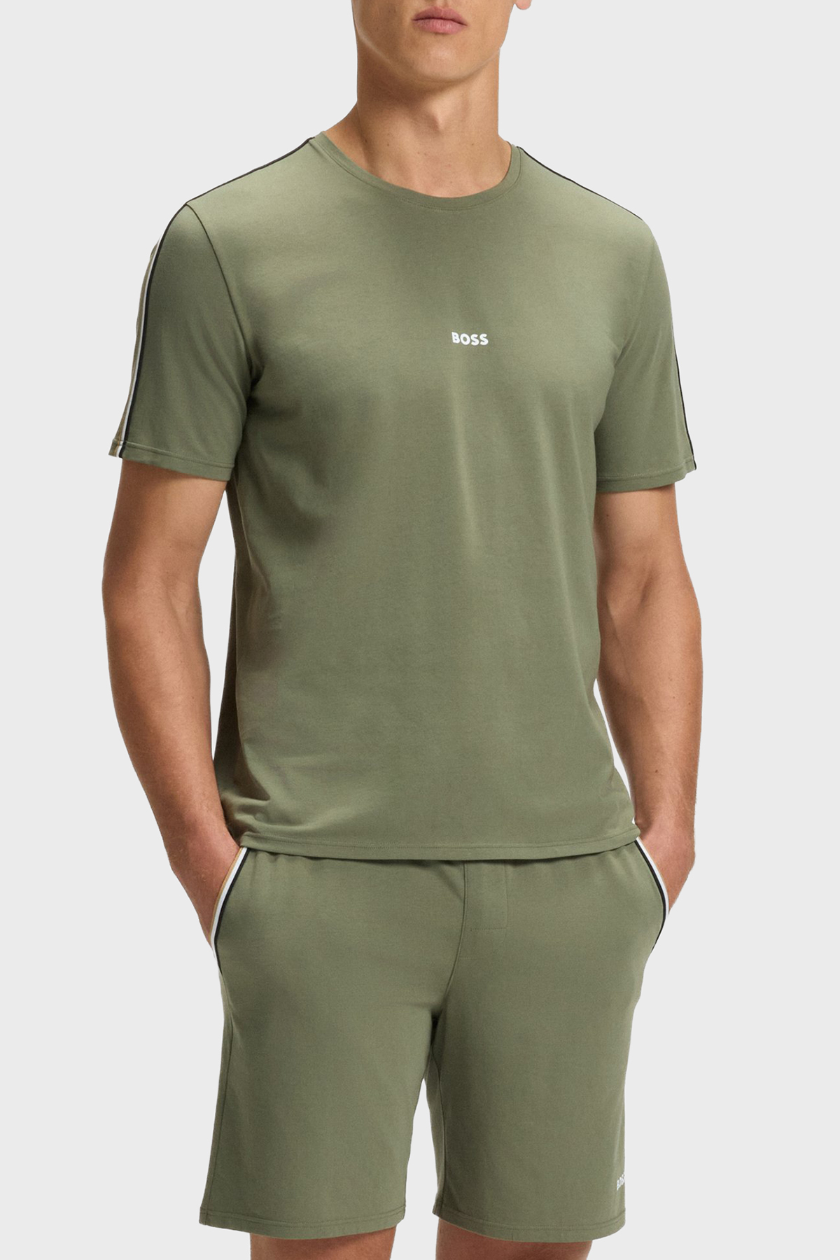 Boss Pamuklu Regular Fit Bisiklet Yaka Logolu Erkek T Shirt 50545930 349 HAKİ