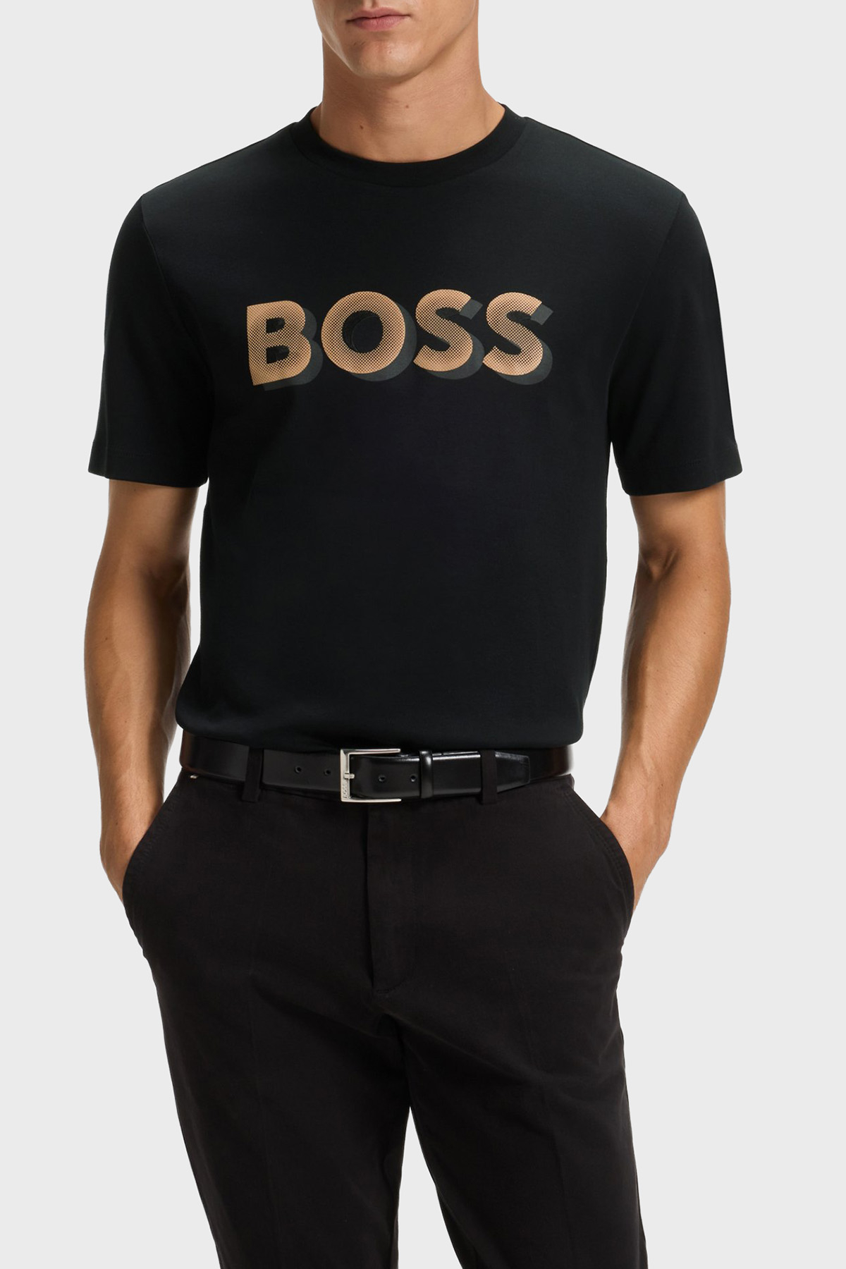 Boss Pamuklu Regular Fit Bisiklet Yaka Logolu Erkek T Shirt 50551902 001 SİYAH